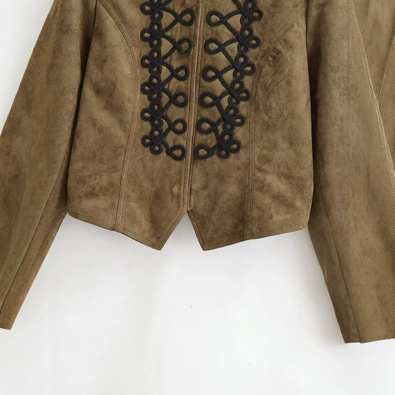 Damen Kurzjacke im Hussarenstil mit Zierkordeln und Stehkragen Drune