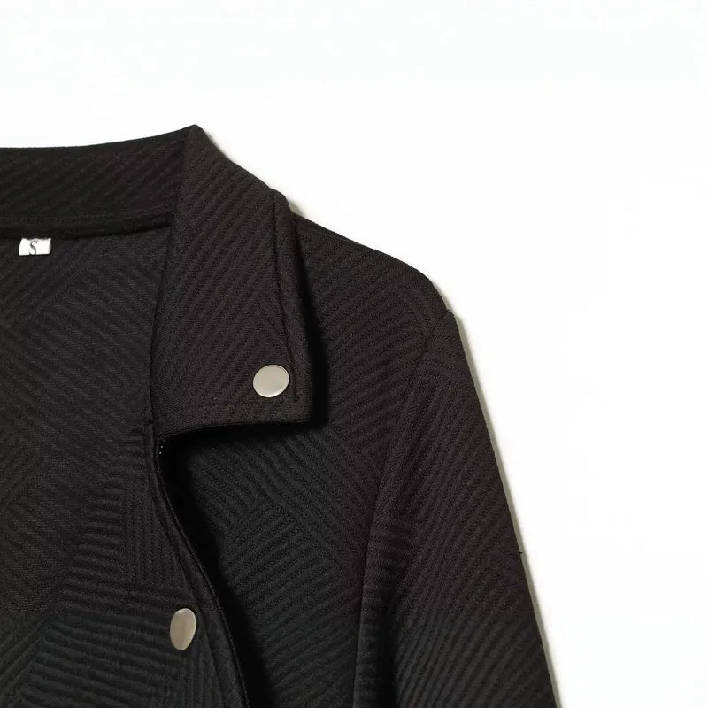 Damen Kurzjacke im Bikerstil mit asymmetrischem Reißverschluss und strukturierter Webstruktur Drune