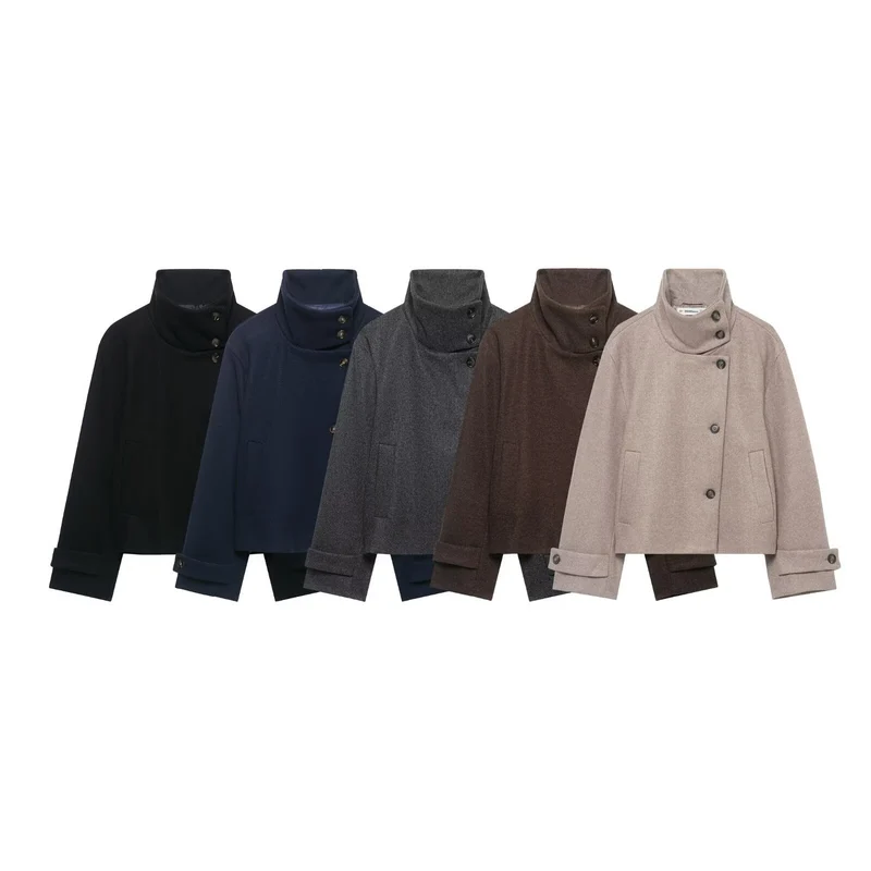 Damen Kurzjacke aus Wollmix mit hohem Stehkragen Drune