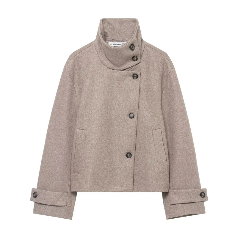 Damen Kurzjacke aus Wollmix mit hohem Stehkragen Drune