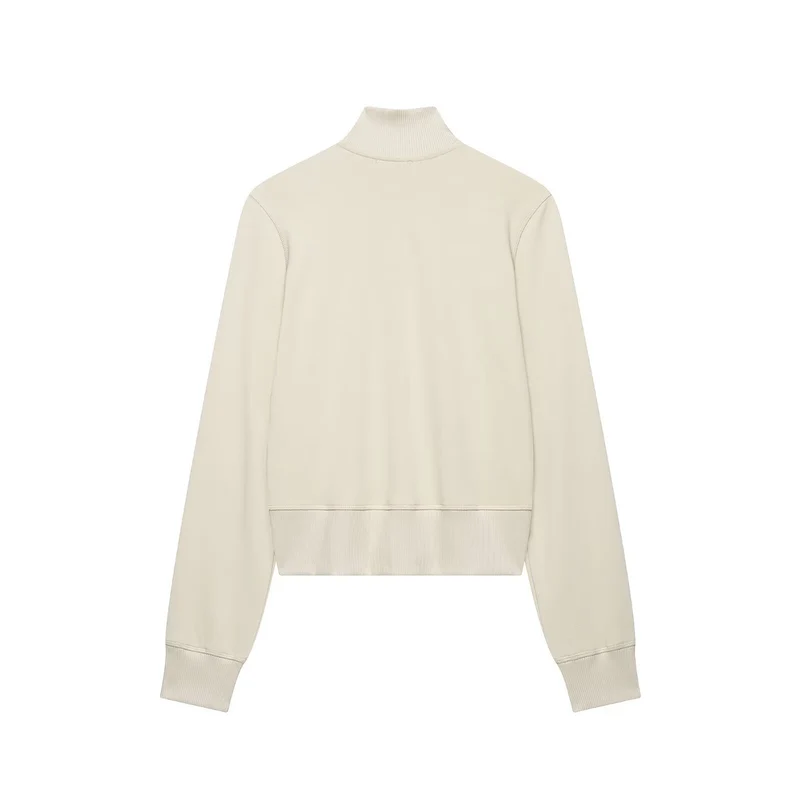 Damen Kurzgeschnittene Sweatjacke mit Stehkragen und militärisch inspirierten Zierkordeln Drune