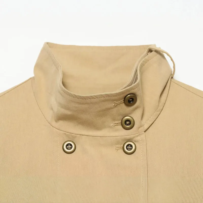 Damen Kurzgeschnittene doppeltreihige Utility-Jacke mit hohem Stehkragen Drune