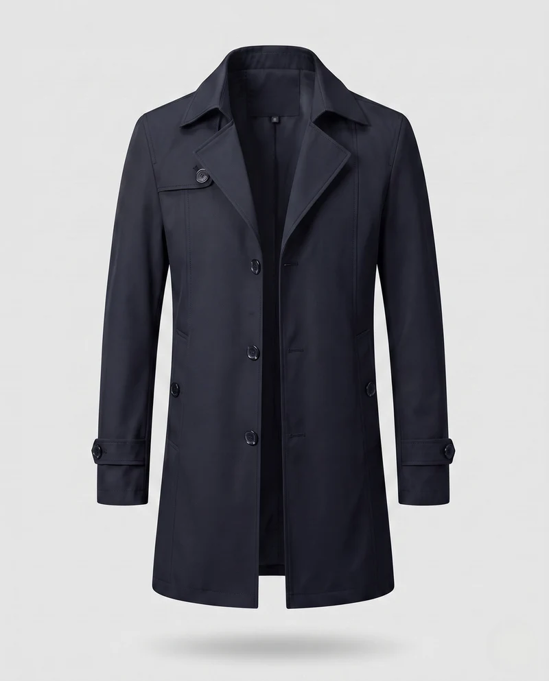 Herren gefütterter Trenchcoat mit wärmendem Fleece-Futter und taillierter Passform