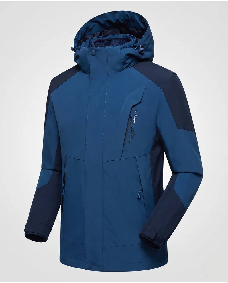 Herren Softshell Outdoorjacke mit verstellbarer Kapuze, wind- und wasserabweisend, verstärkte Einsätze
