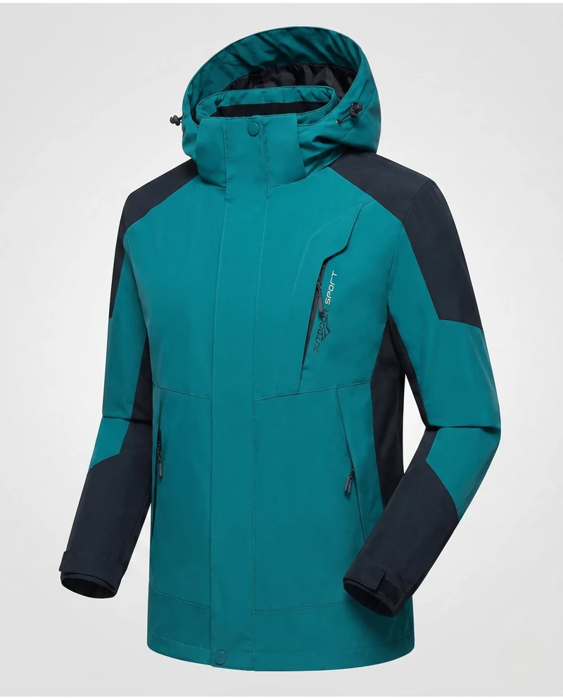 Herren Softshell Outdoorjacke mit verstellbarer Kapuze, wind- und wasserabweisend, verstärkte Einsätze