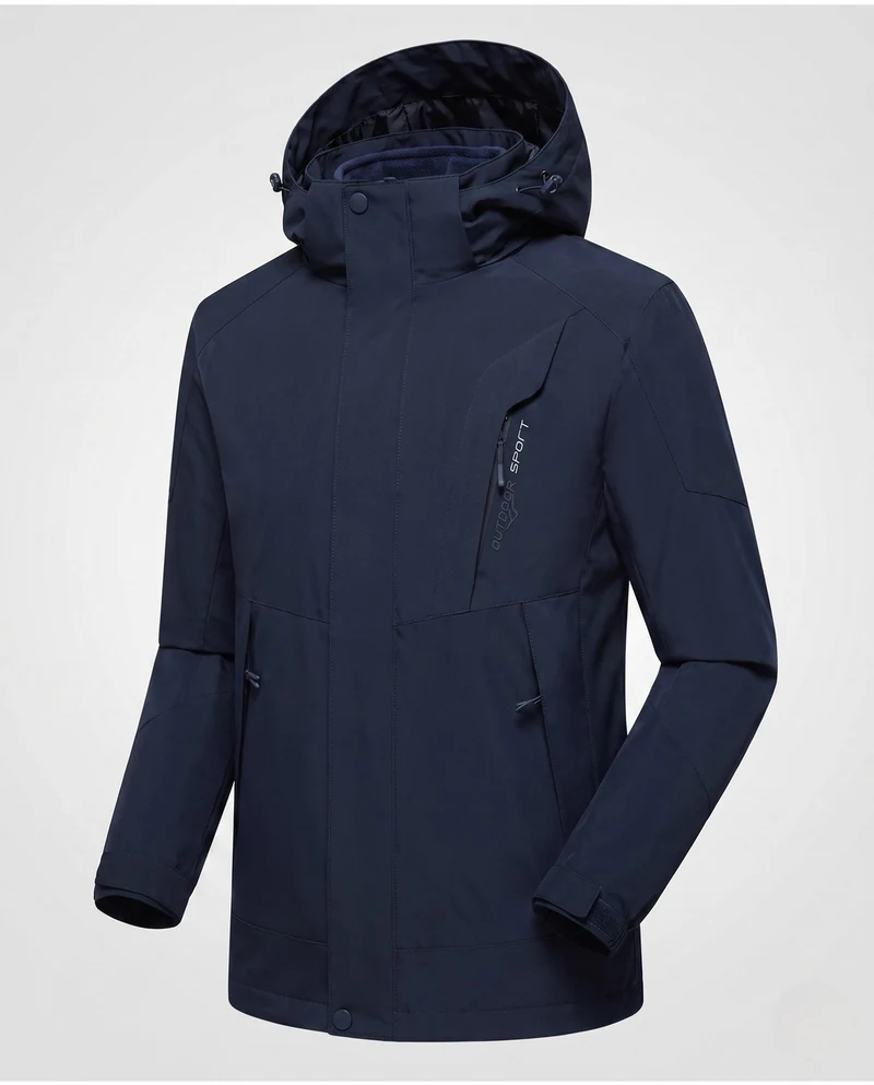 Herren Softshell Outdoorjacke mit verstellbarer Kapuze, wind- und wasserabweisend, verstärkte Einsätze