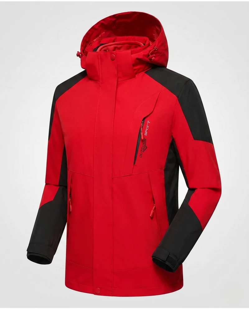 Herren Softshell Outdoorjacke mit verstellbarer Kapuze, wind- und wasserabweisend, verstärkte Einsätze