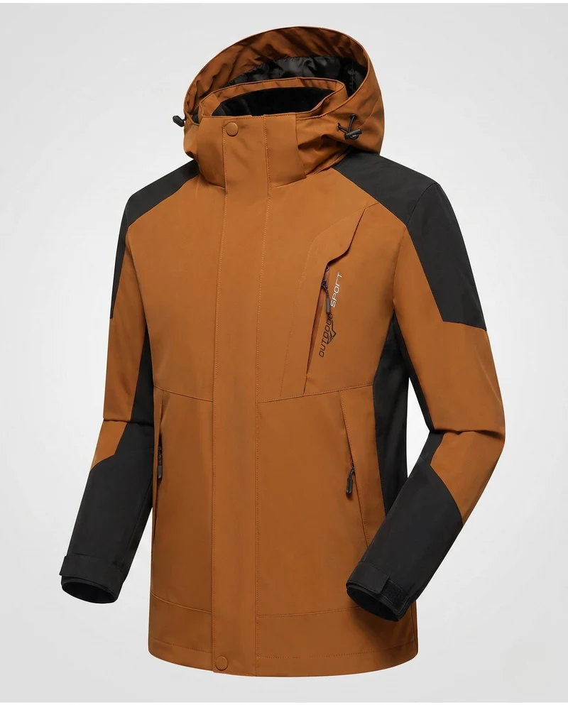 Herren Softshell Outdoorjacke mit verstellbarer Kapuze, wind- und wasserabweisend, verstärkte Einsätze