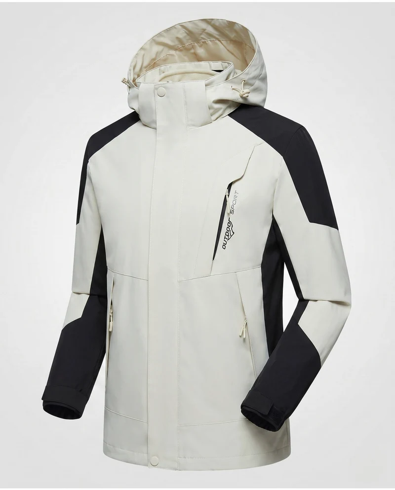 Herren Softshell Outdoorjacke mit verstellbarer Kapuze, wind- und wasserabweisend, verstärkte Einsätze