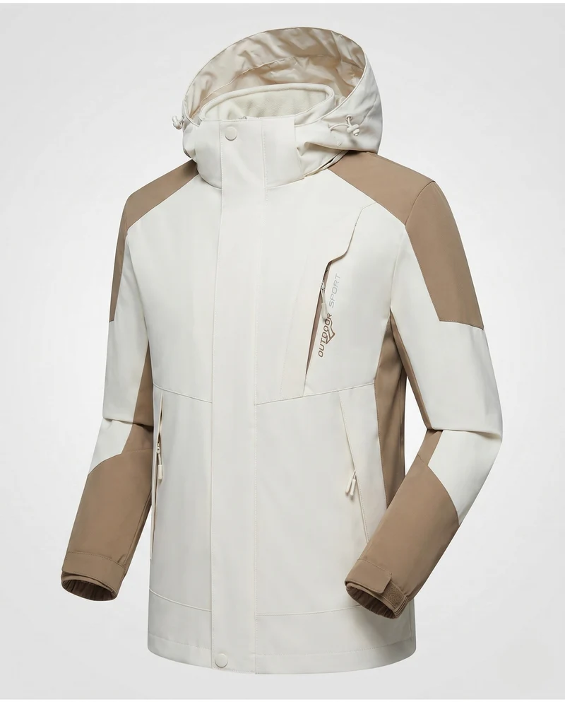 Herren Softshell Outdoorjacke mit verstellbarer Kapuze, wind- und wasserabweisend, verstärkte Einsätze