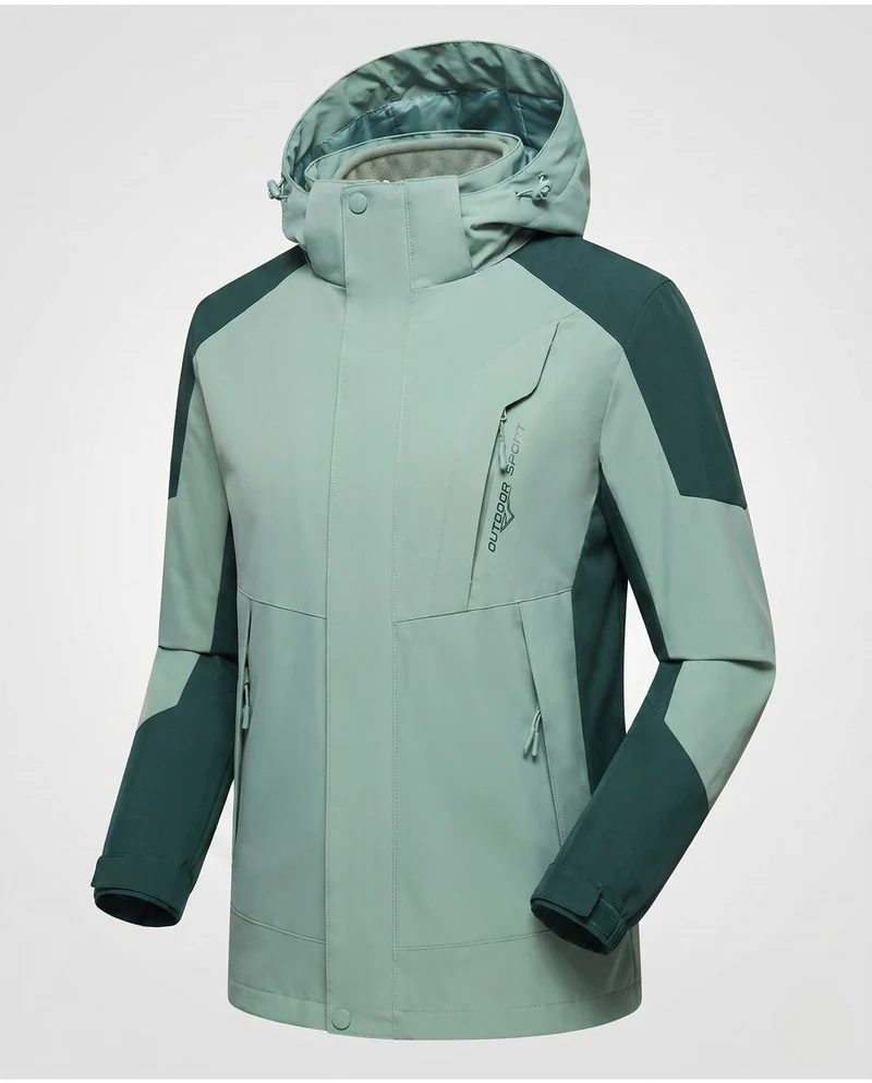 Herren Softshell Outdoorjacke mit verstellbarer Kapuze, wind- und wasserabweisend, verstärkte Einsätze