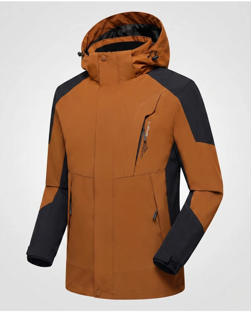 Herren Softshell Outdoorjacke mit verstellbarer Kapuze, wind- und wasserabweisend, verstärkte Einsätze