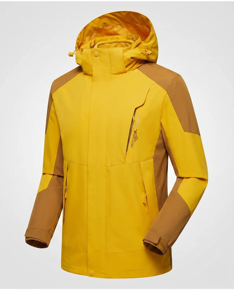 Herren Softshell Outdoorjacke mit verstellbarer Kapuze, wind- und wasserabweisend, verstärkte Einsätze