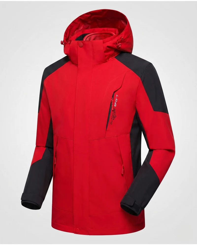 Herren Softshell Outdoorjacke mit verstellbarer Kapuze, wind- und wasserabweisend, verstärkte Einsätze