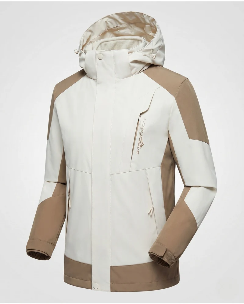 Herren Softshell Outdoorjacke mit verstellbarer Kapuze, wind- und wasserabweisend, verstärkte Einsätze