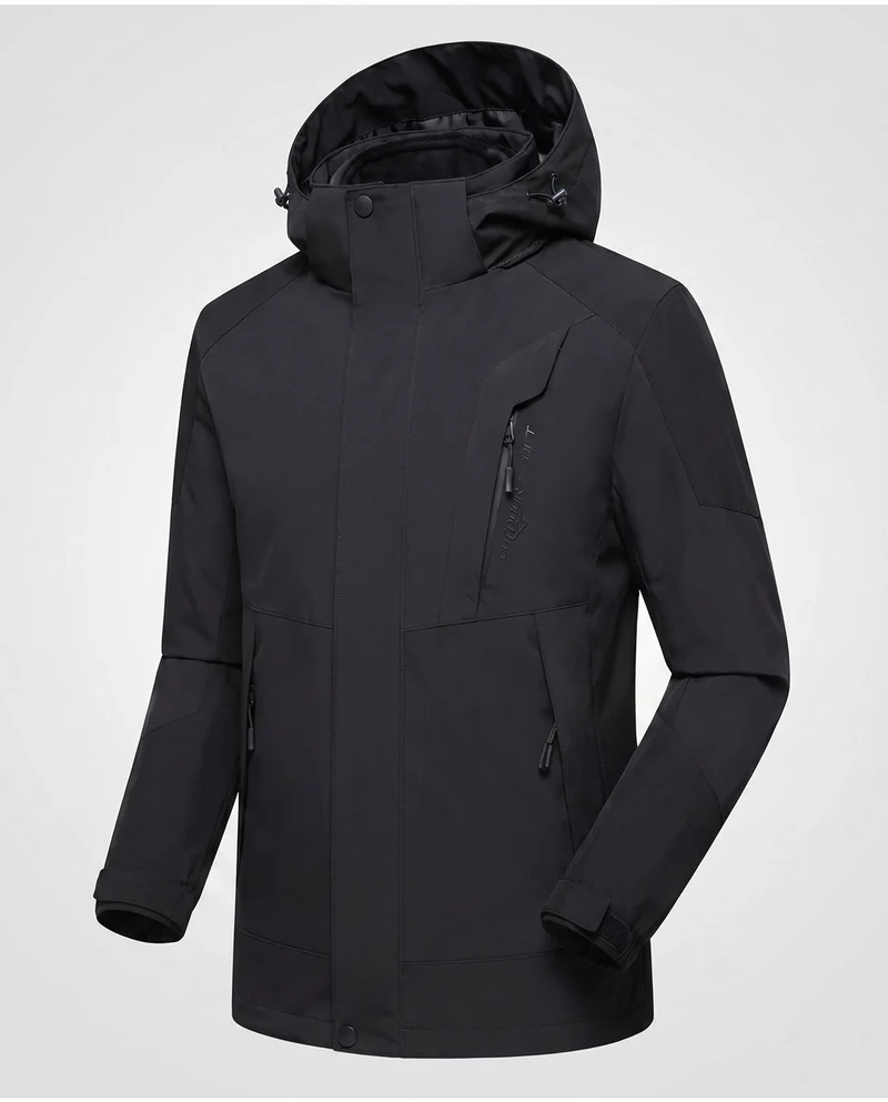 Herren Softshell Outdoorjacke mit verstellbarer Kapuze, wind- und wasserabweisend, verstärkte Einsätze