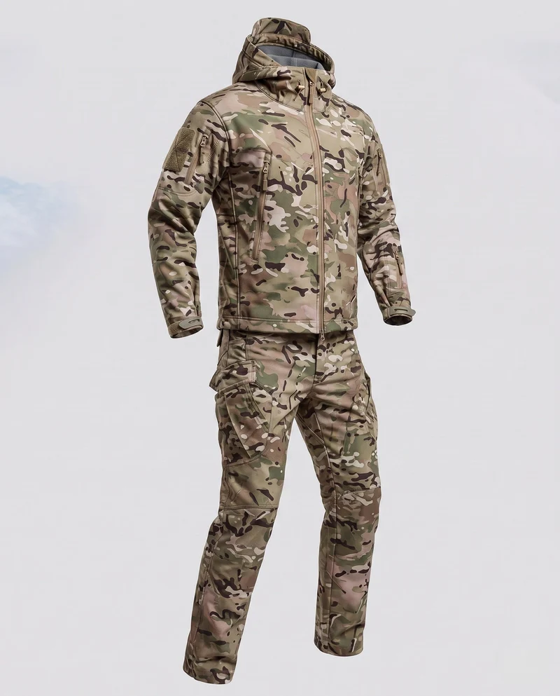 Herren Tactical Softshell Set mit Multifunktionsausstattung und thermischer Innenauskleidung