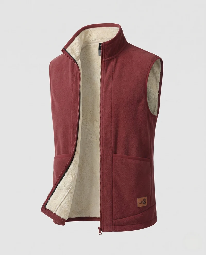 Herren Thermo Fleece Weste mit extra weichem Sherpa-Futter und Stehkragen