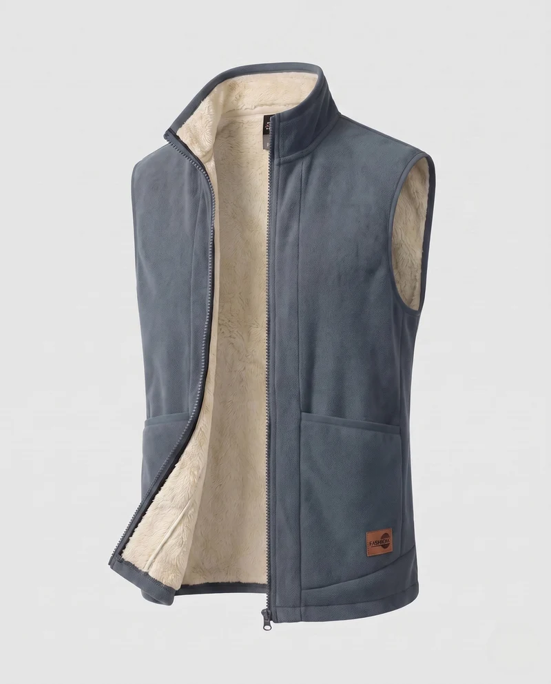 Herren Thermo Fleece Weste mit extra weichem Sherpa-Futter und Stehkragen
