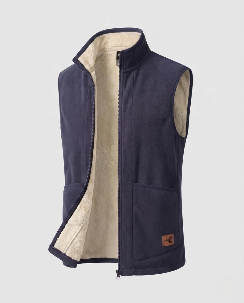Herren Thermo Fleece Weste mit extra weichem Sherpa-Futter und Stehkragen