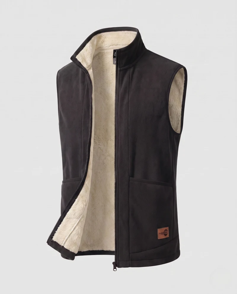 Herren Thermo Fleece Weste mit extra weichem Sherpa-Futter und Stehkragen