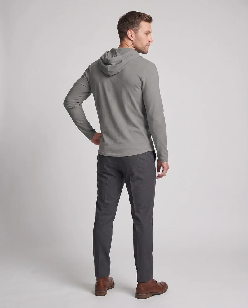 Herren Langarm-Hoodie mit Henley-Knopfleiste und Kordelzug