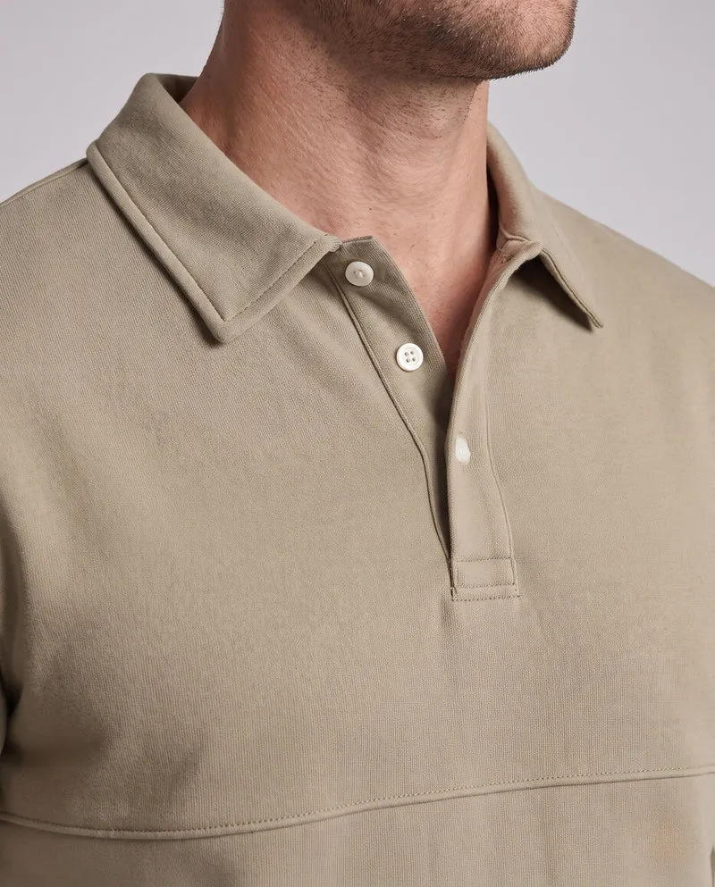 Herren Langarm Polo Sweatshirt im lässigen Look mit Knopfleiste & Kontraststreifen an den Ärmeln