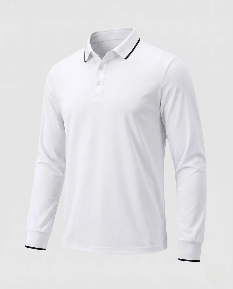 Herren Langarm-Polohemd aus Stretch-Piqué mit Slim Fit und Kontrastpipingen