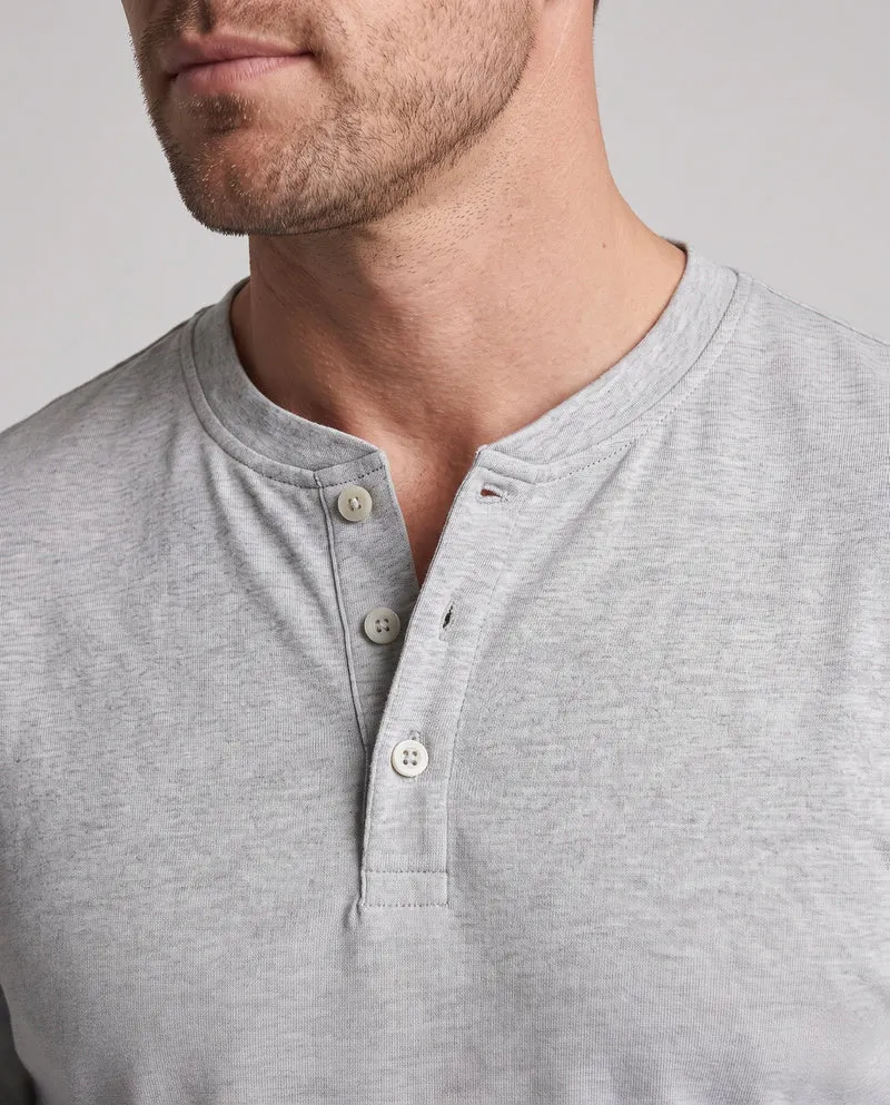 Herren Langarm-Henley-Shirt aus Stretch-Jersey mit Stehkragen & Slim Fit