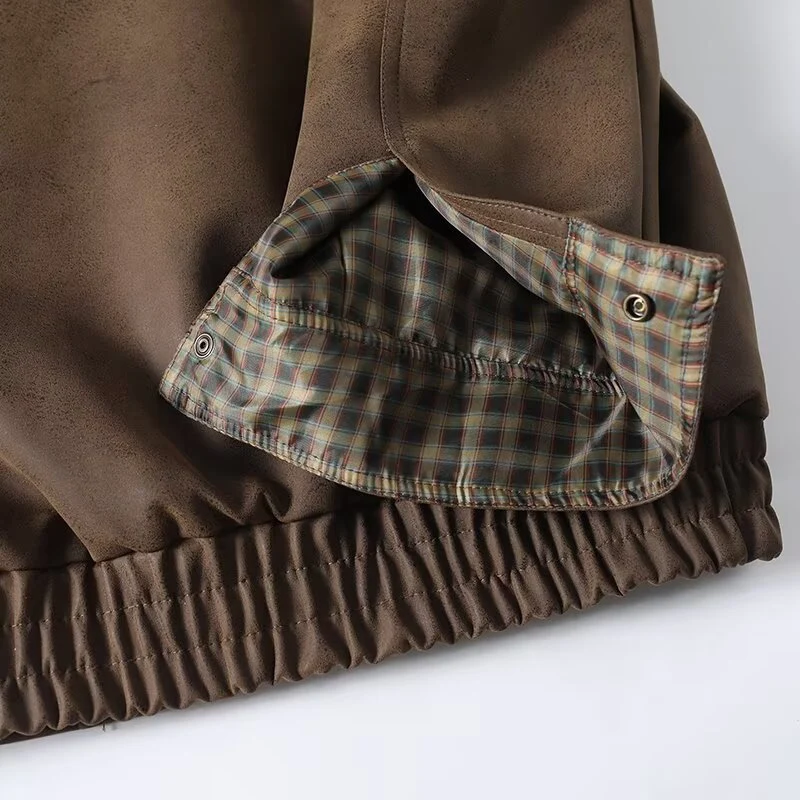 Herren Oversize Fieldjacke aus Veloursoptik mit hohem Kragen, Pattentaschen und elastischem Saum Drune