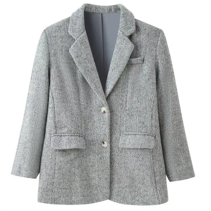 Damen Zweiteiliges Tweed-Blazer- und Culotte-Set mit Fischgrätstruktur Drune