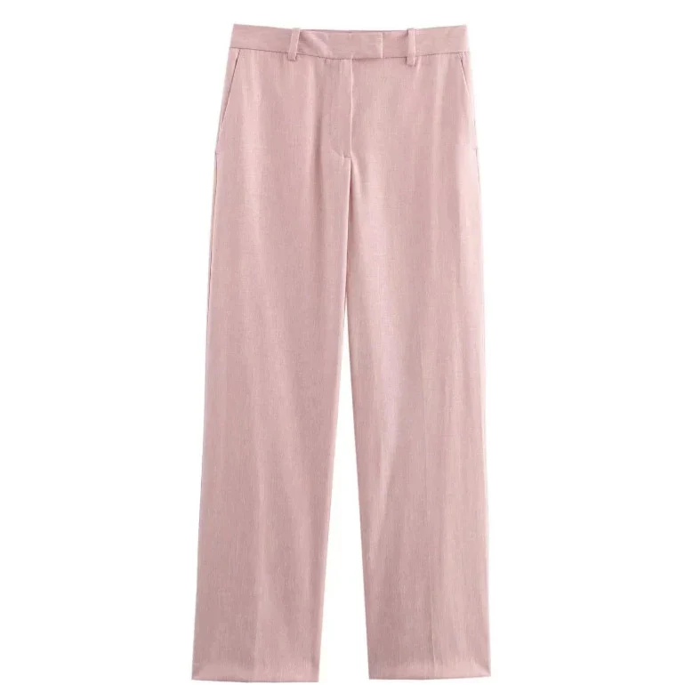 Damen Zweiteiliges Set mit lockerem Hemd und gerade geschnittener Highwaist‑Hose Drune