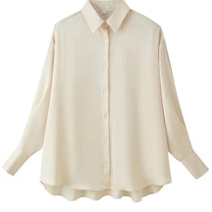 Damen Zweiteiliges seidig‑fließendes Lounge‑Set mit Oversize‑Hemd und hochtaillierter Hose mit weitem Bein Drune