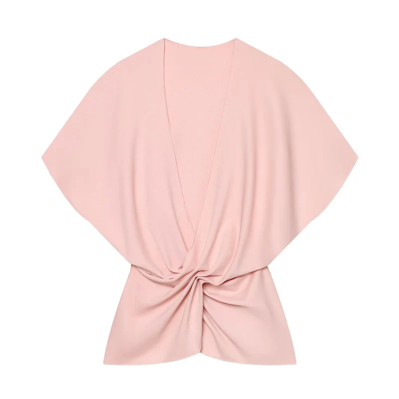 Damen Wickel-Top mit Kimonoärmeln und Twist-Detail Drune