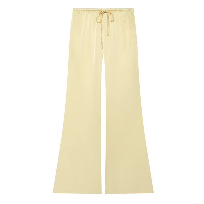 Damen Weite Satin‑Palazzohose mit Tunnelzug und elastischem Bund Drune