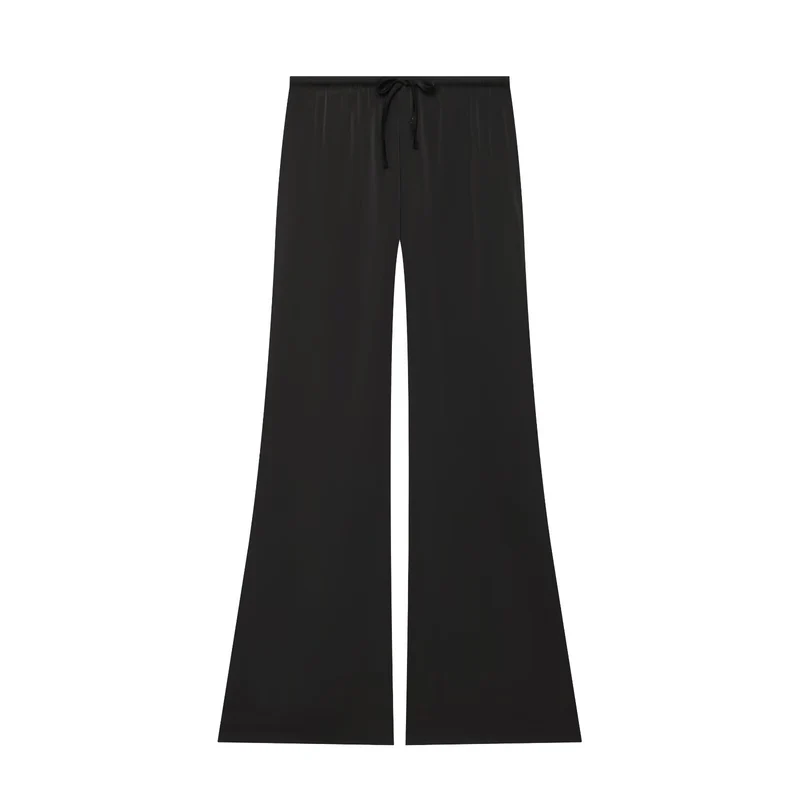 Damen Weite Satin‑Palazzohose mit Tunnelzug und elastischem Bund Drune
