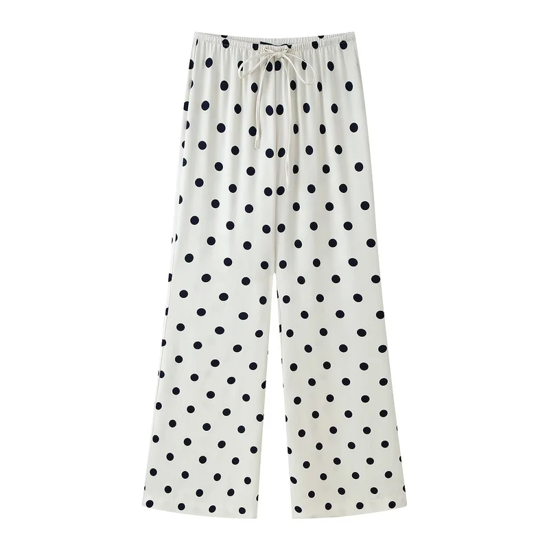 Damen Weite plissierte Loungehose mit elastischem Bund Drune