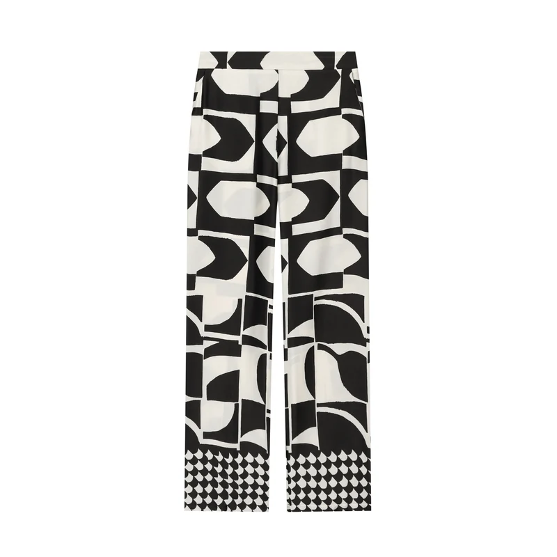 Damen Weite Palazzohose mit grafischem Allover‑Print und hoher Bundpassform Drune