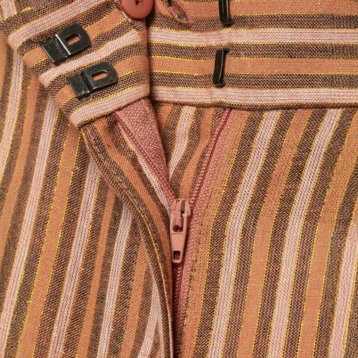 Damen Weite Palazzo‑Strickhose mit hoher Taille und vertikaler Streifenstruktur Drune