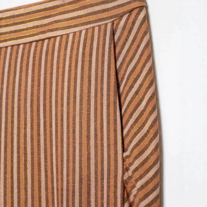Damen Weite Palazzo‑Strickhose mit hoher Taille und vertikaler Streifenstruktur Drune