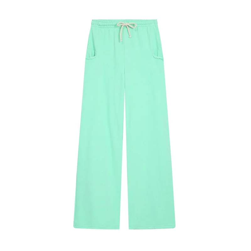 Damen Weite Jersey‑Loungehose mit Gummibund, Kordelzug und Fransen‑Taschen Drune