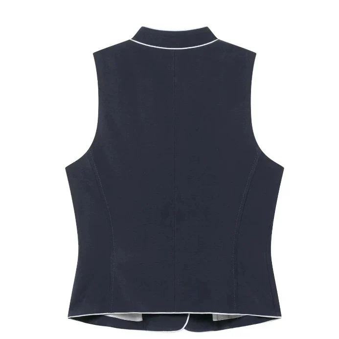 Damen Weite hochtaillierte Palazzo‑Hose mit Kontrastpaspel Drune