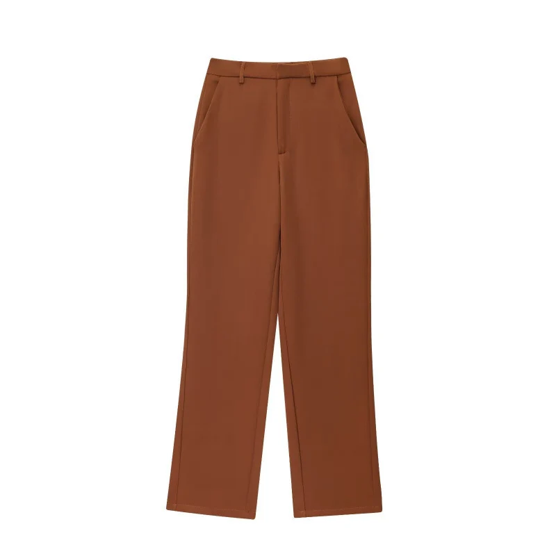 Damen Weite High‑Waist Stoffhose mit Bügelfalte und geradem Bein Drune