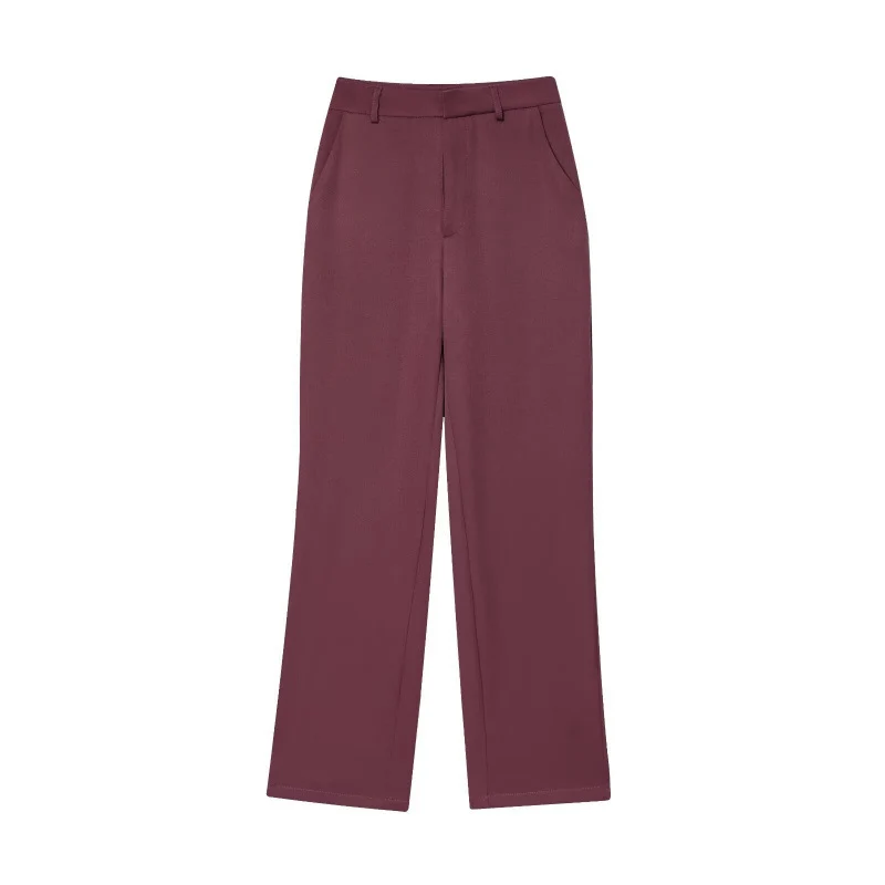 Damen Weite High‑Waist Stoffhose mit Bügelfalte und geradem Bein Drune