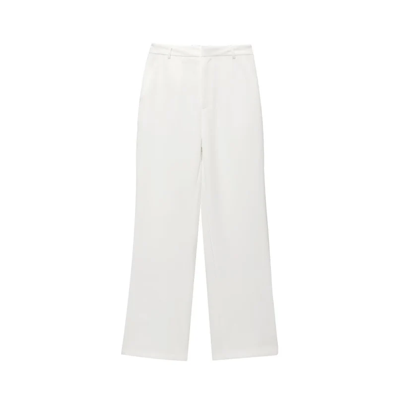 Damen Weite High‑Waist Stoffhose mit Bügelfalte und geradem Bein Drune