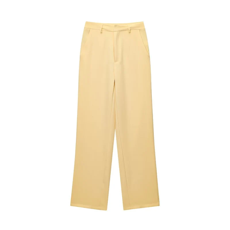 Damen Weite High‑Waist Stoffhose mit Bügelfalte und geradem Bein Drune