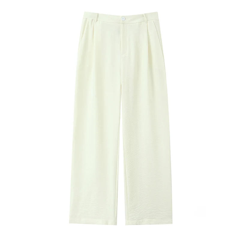 Damen Weite High‑Waist Palazzohose mit vertikalem Streifenmuster und elastischem Bund Drune