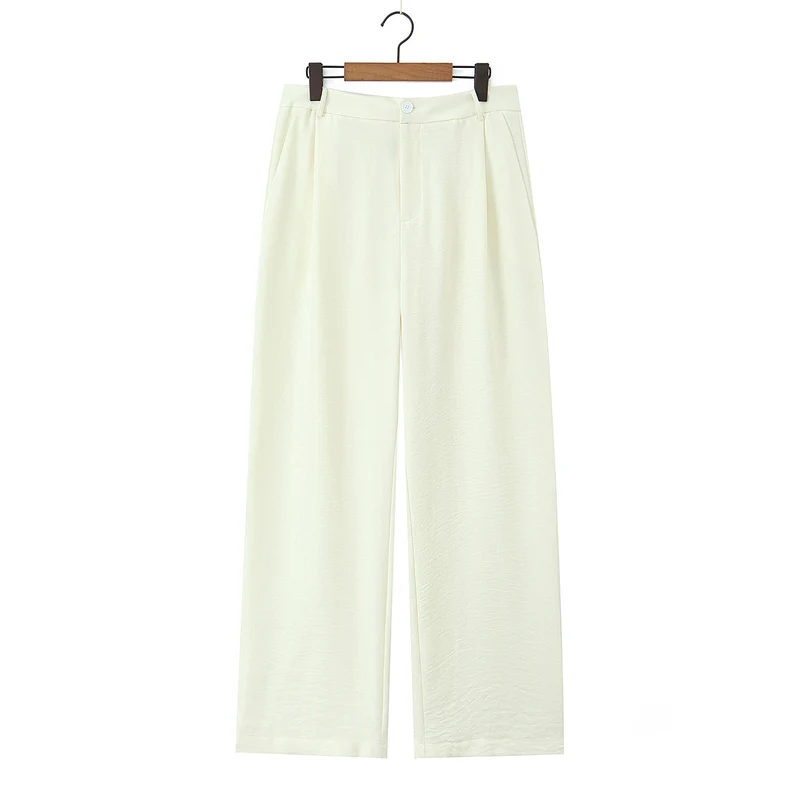 Damen Weite High‑Waist Palazzohose mit vertikalem Streifenmuster und elastischem Bund Drune
