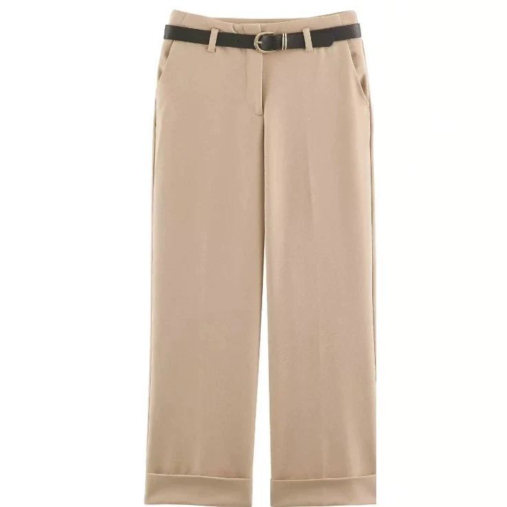 Damen Weite High‑Waist Palazzohose mit vertikalem Streifenmuster und elastischem Bund Drune