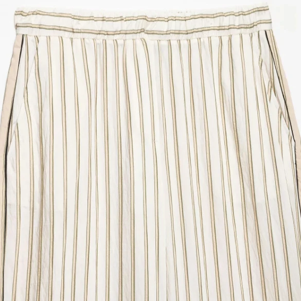 Damen Weite High‑Waist Palazzohose mit vertikalem Streifenmuster und elastischem Bund Drune